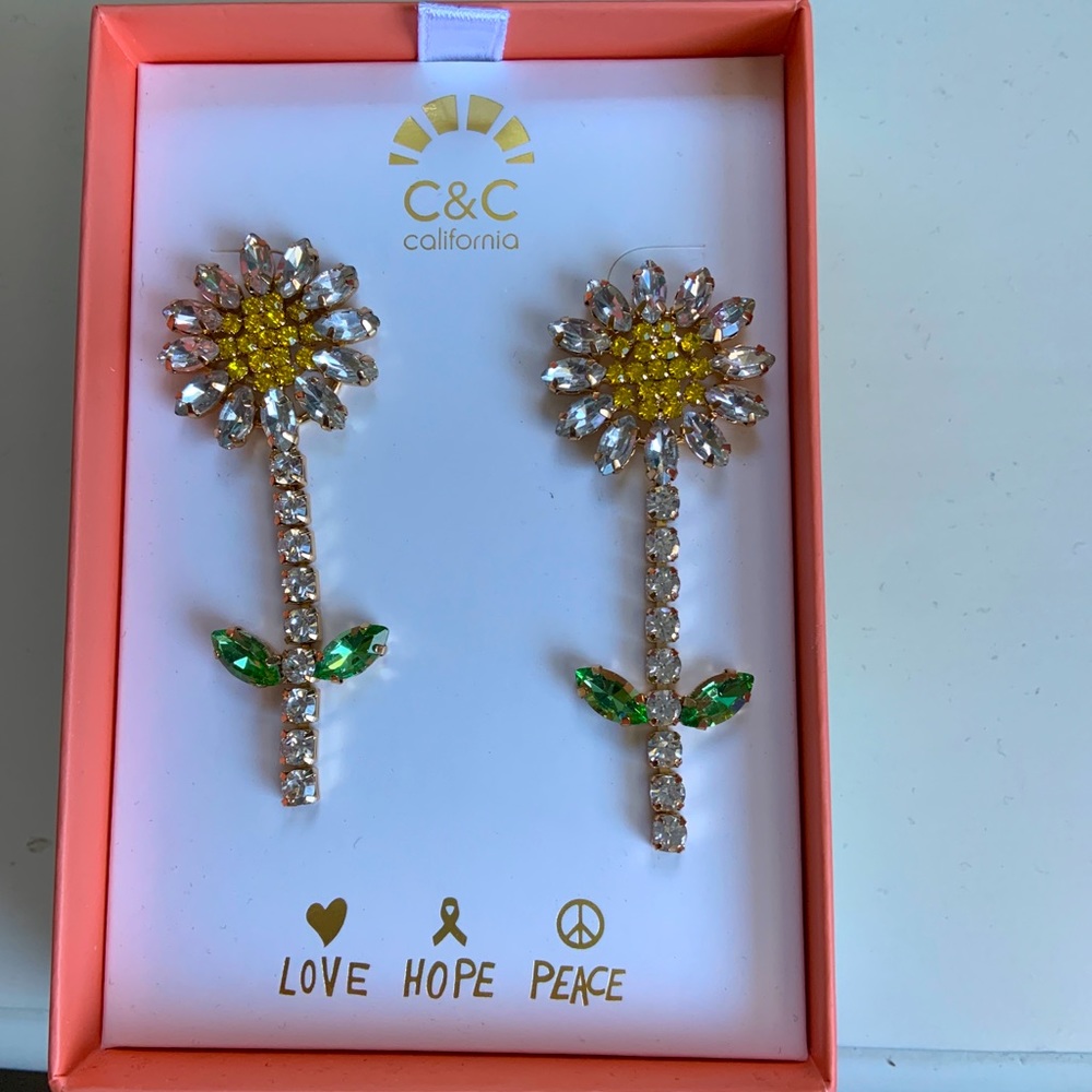 Pierced flower dangle earrings